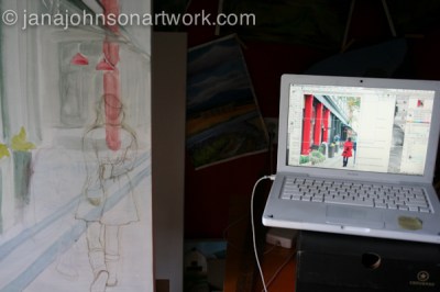 Dreaming of Manhattan or Red Pillars, Red Coat, or...