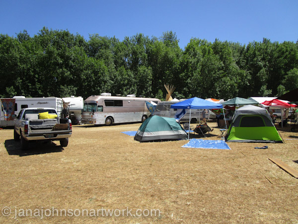 ©Jana R. Johnson janajohnsonartwork.com/blogc-Oregon Country Fair week - Day 2 - Wednesday - Sign Barn & our camp scenes.